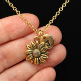 Vintage Sunflower Letter Necklace Personalized Stainless Steel Charm Jewelry