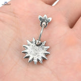 Vintage Sunflower Navel Piercing Jewelry Purple Round Gem Belly Button Rings