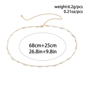 Vintage Sweet Pearl Body Chain Single Layer Metal Waist Chain