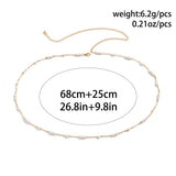 Vintage Sweet Pearl Body Chain Single Layer Metal Waist Chain