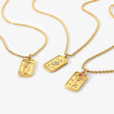 Vintage Tarot Pendant Necklaces 18K Stainless Steel Sun Star Tarot Card Necklace