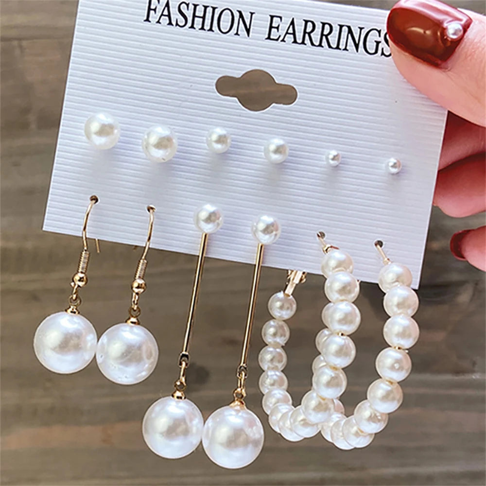 Vintage Tassel Butterfly Pearl Earrings Set For Women