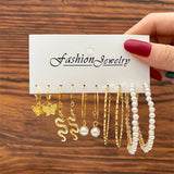 Vintage Tassel Butterfly Pearl Earrings Set For Women