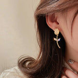 Vintage Opal Tulip Earrings 14K Zircon Studs Wedding Jewelry Gift