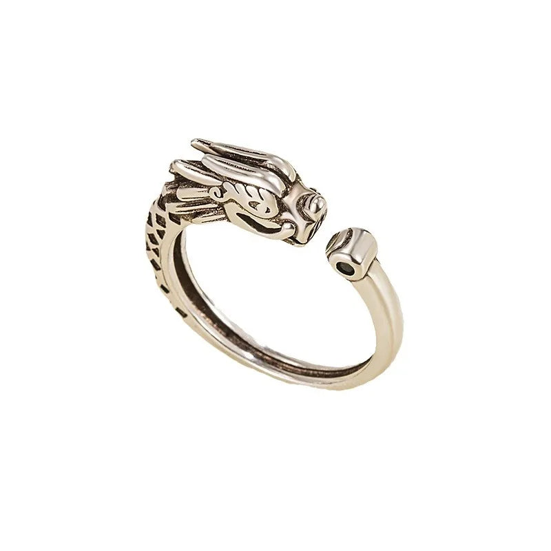 Vintage Thai Silver 925 Ring For Girl Boy Year Gift Versatile Dragon Rings