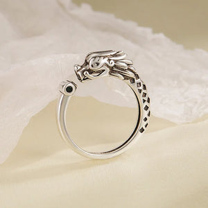 Vintage Thai Silver 925 Ring For Girl Boy Year Gift Versatile Dragon Rings