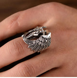 Vintage Thai Silver Guardian Angel Cross Ring