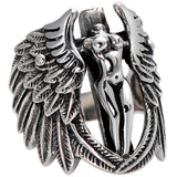 Vintage Thai Silver Guardian Angel Cross Ring