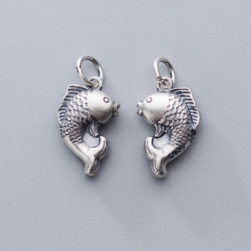 Thai Silver Koi Charms 925 Sterling Silver Dangle Pendants