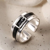 Vintage Thai Silver Belt Buckle Shape Adjustable Rings LR203