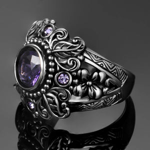 Vintage Thai Silver Zircon Ring Gift Women Size 6-10