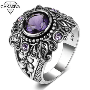 Vintage Thai Silver Zircon Ring Gift Women Size 6-10