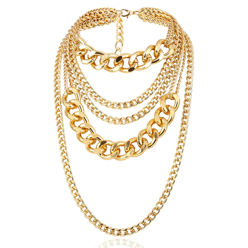 Vintage Thick Chain Pendant Necklaces for Women Bohemian Metal Necklace Jewelry