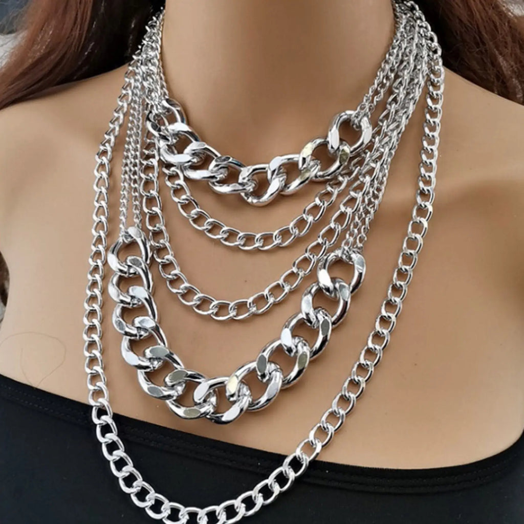 Vintage Thick Chain Pendant Necklaces for Women Bohemian Metal Necklace Jewelry