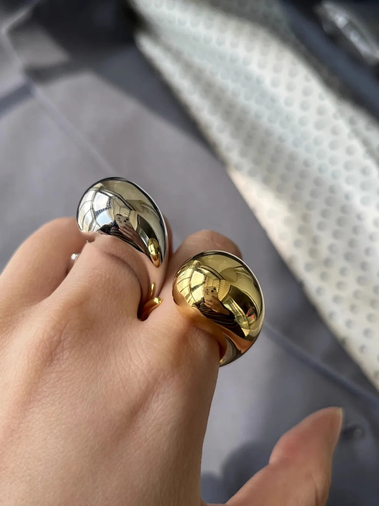 Vintage Brass Open Rings for Women Chunky Finger Ring Girls Party