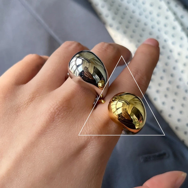 Vintage Brass Open Rings for Women Chunky Finger Ring Girls Party