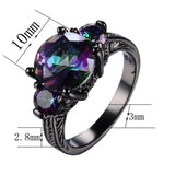 Vintage Three Stone Round Cut Rainbow Stone Plated Rings for Women