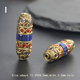 Vintage Tibetan Beads Nepal Indian Long Cylindrical Metal Pendant