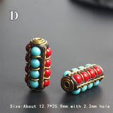 Vintage Tibetan Beads Nepal Indian Long Cylindrical Metal Pendant