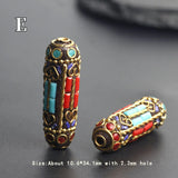 Vintage Tibetan Beads Nepal Indian Long Cylindrical Metal Pendant