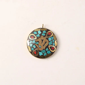 Vintage Tibetan Flower OM Metal Pendant for Jewelry Making