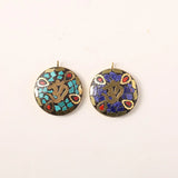 Vintage Tibetan Flower OM Metal Pendant for Jewelry Making