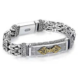 Tibetan Silver Diamond Pestle Peace Men's Bracelet