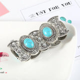 Vintage Tibetan Silver Inlaid Beads Bangle Bracelet Ethnic Style Nepal Wide Cuff