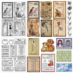 Vintage Ticket Clear Stamps Butterfly Dress Lady for DIY Card Scrapbooking