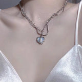 Vintage Crystal Heart Pendant Necklace