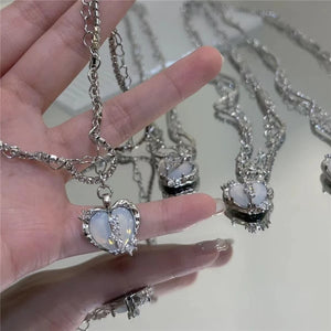 Vintage Crystal Heart Pendant Necklace