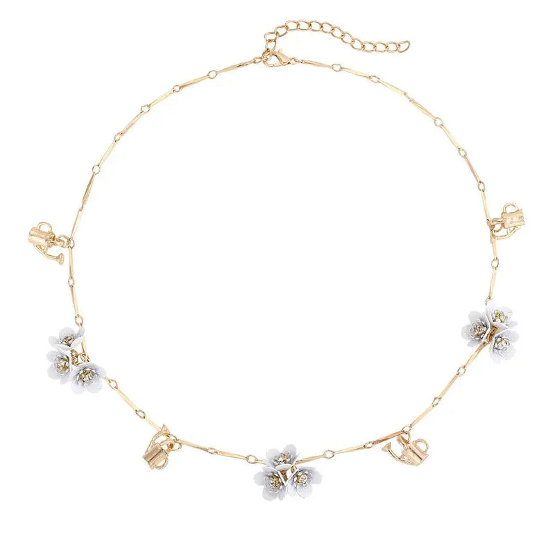 Vintage Flower Tassel Pendant Necklace for Woman Clothing Accessories