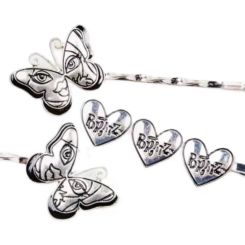 Vintage Heart Butterfly Hairpin Sweet Charm Hair Clip Y2k Hair Accessories
