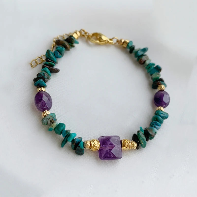 Vintage Chrysocolla Bracelet Copper Bead Mix Match Arm Accessory