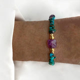 Vintage Chrysocolla Bracelet Copper Bead Mix Match Arm Accessory