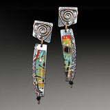 Vintage Tribal Spiral Dangle Earrings for Women Metal Geometry Twist Bronze