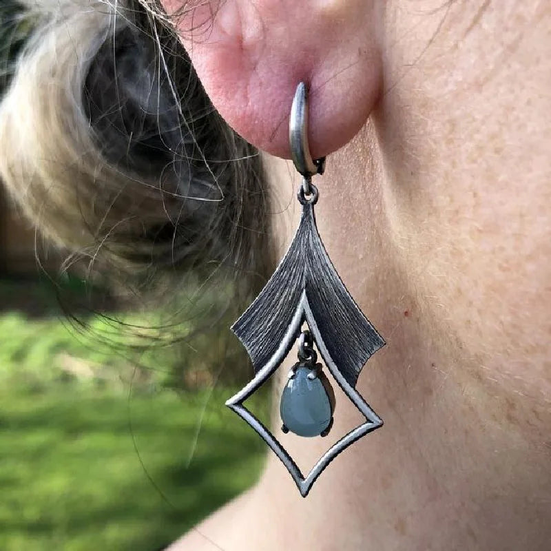 Vintage Tribal Spiral Dangle Earrings for Women Metal Geometry Twist Bronze