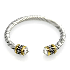 Vintage Braided Open Cuff Stainless Steel Bracelet