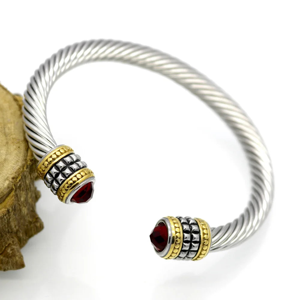 Vintage Braided Open Cuff Stainless Steel Bracelet