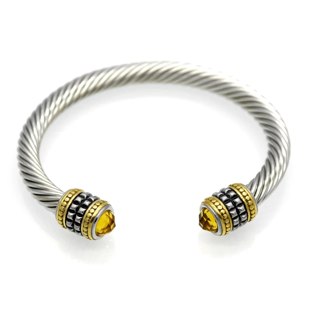 Vintage Braided Open Cuff Stainless Steel Bracelet