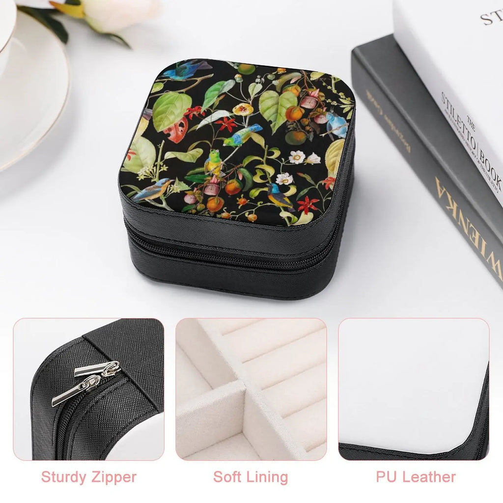 Vintage Tropical Sing Birds And Fruits Pattern Jewelry Storage Box