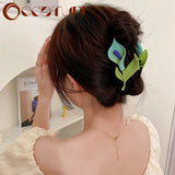 Vintage Tulip Hair Claw Hairpin Catch Flower Shark Clip Headdress