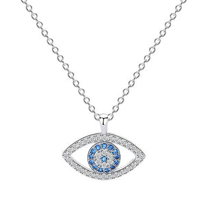 Vintage Crystal Zircon Evil Eyes Pendant Necklace for Women