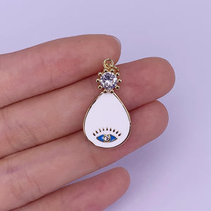 Vintage Evil Eyes Zircon Necklace Pendant Charm Jewelry