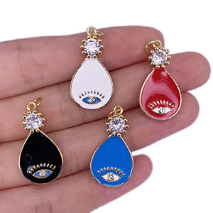 Vintage Evil Eyes Zircon Necklace Pendant Charm Jewelry