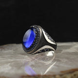 Vintage Zircon Silver Geometric Men's Ring