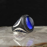Vintage Zircon Silver Geometric Men's Ring