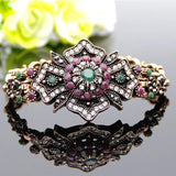 Vintage Indian Flower Cuff Bracelet Bride Wedding Jewelry