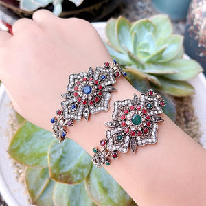 Vintage Indian Flower Cuff Bracelet Bride Wedding Jewelry