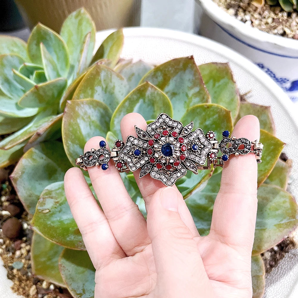 Vintage Indian Flower Cuff Bracelet Bride Wedding Jewelry